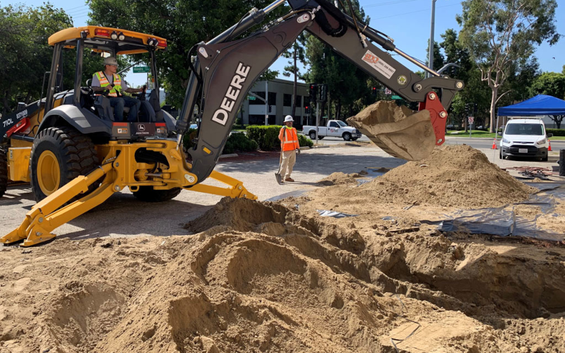 Soil remediation activities at an industrial property.
